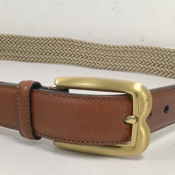Bally Italy Brown Leather woven stretch belt 34 - Picture 2 of 7